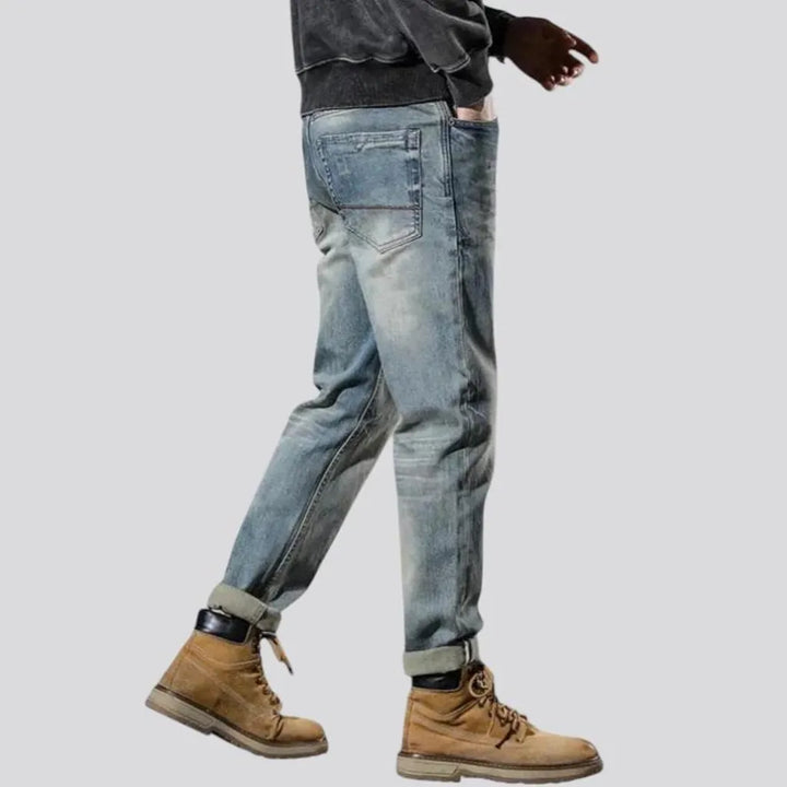 Casual retro rolled cuffs men's jeans