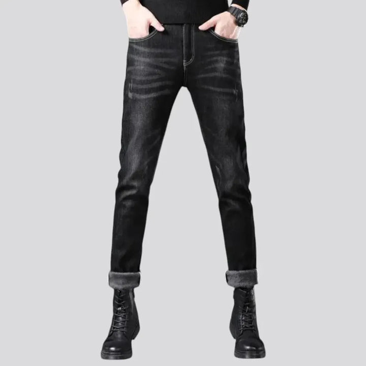 Lined slim-fit men's jeans