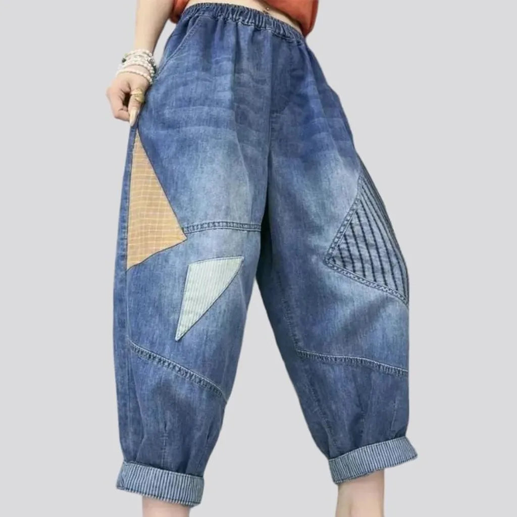 Patchwork jean pants
 for women