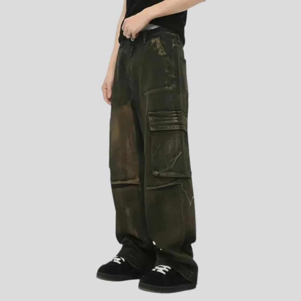 Mid rise cargo men's jeans