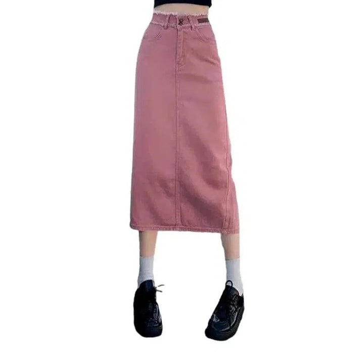 Back slit color denim skirt
 for ladies