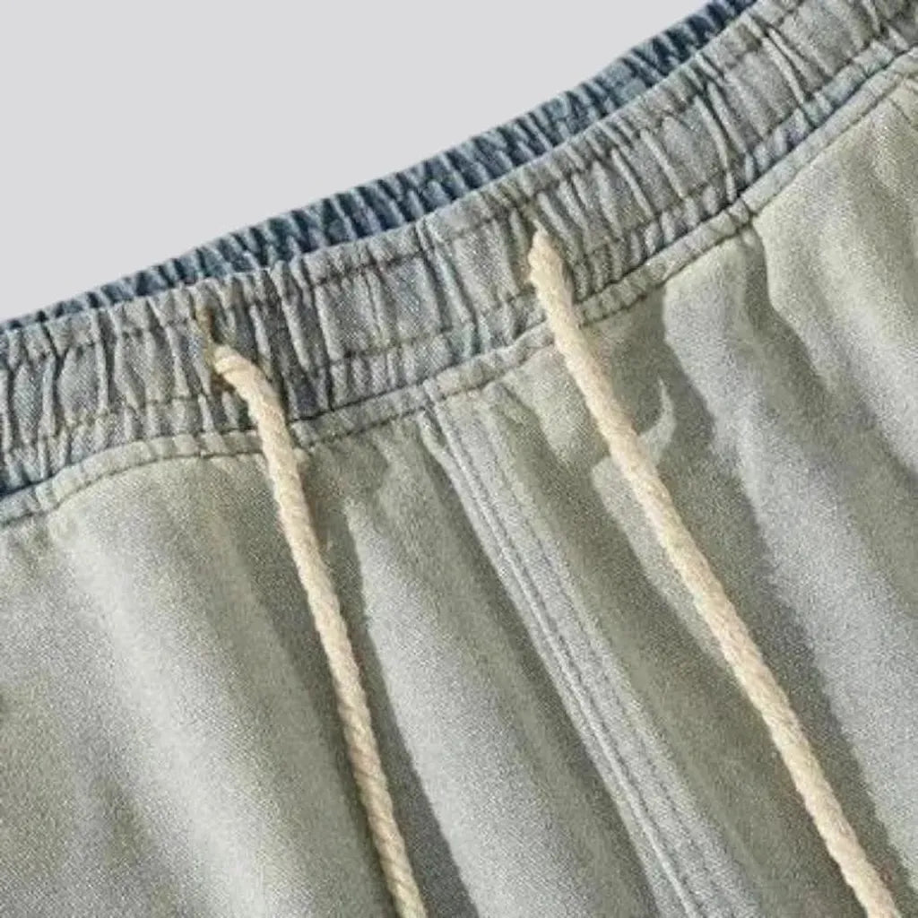 High-waist knee-length jean shorts