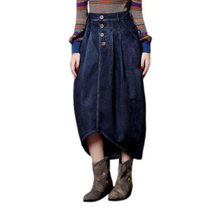 Baggy long denim skirt