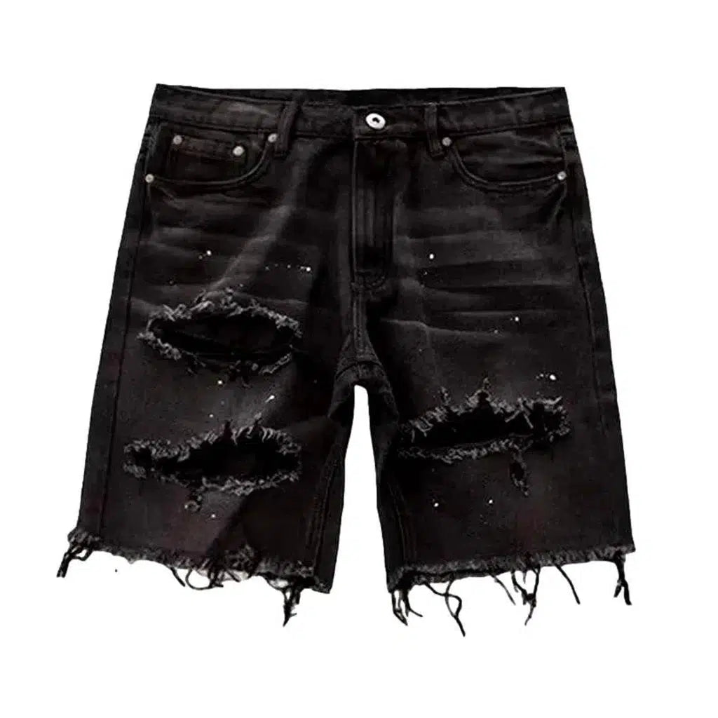 Baggy mid-waist jeans shorts
 for men