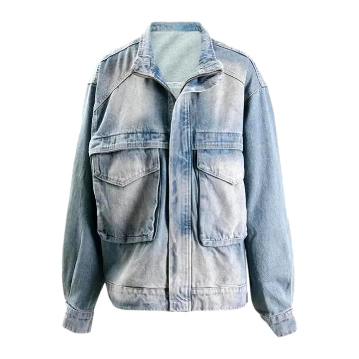 Boho 90s Extra-large Denim Jacket for Ladies - Light Blue