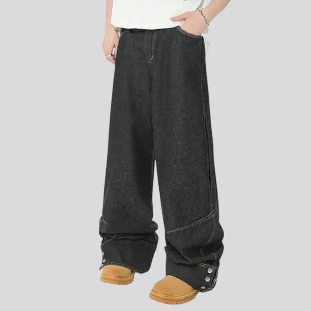 Stylish baggy fit monochrome men's jeans