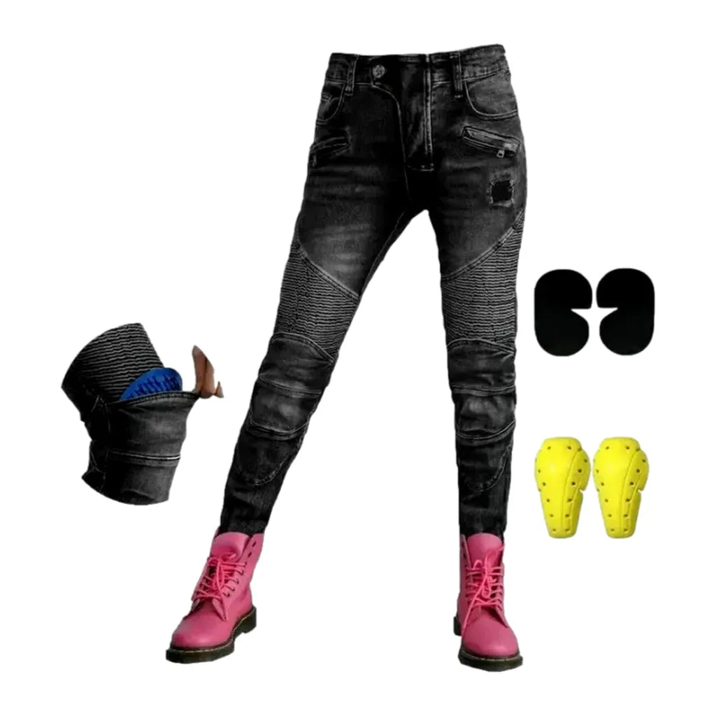 Biker high-waist jeans
 for ladies