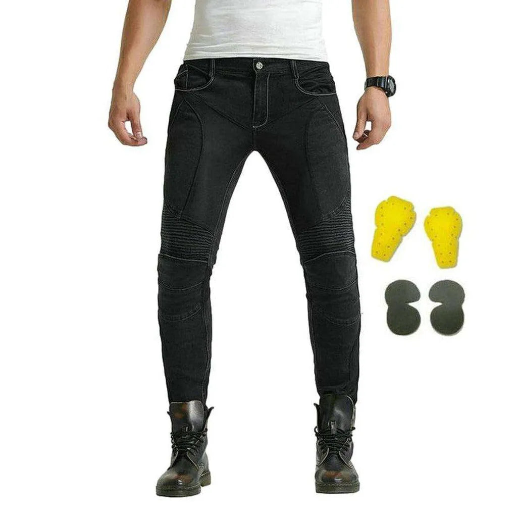 Biker jeans with breathable mesh