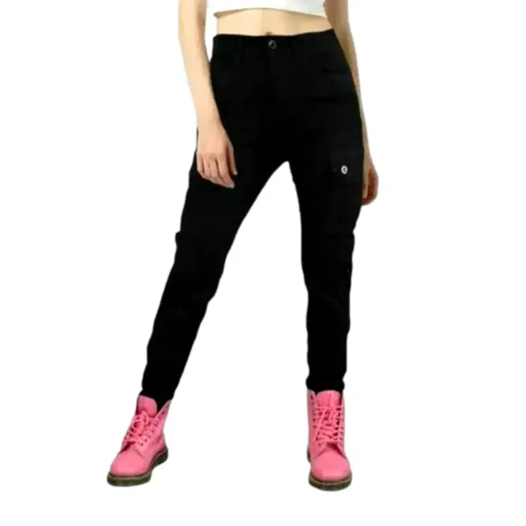 Black women's biker jeans