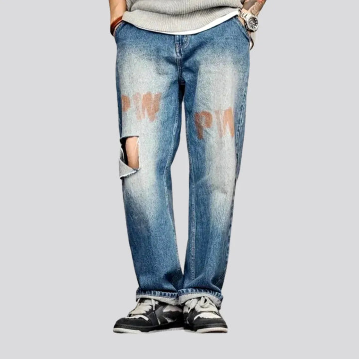 Boho Style Painted Baggy Jeans for Men | Jeans4you.shop