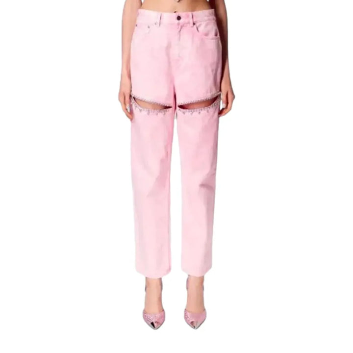 Fashionable High-waist Colored Women's Jeans - Pink