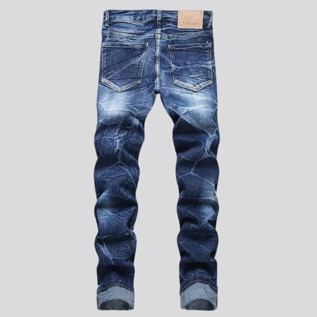 Embroidered skinny men's jeans