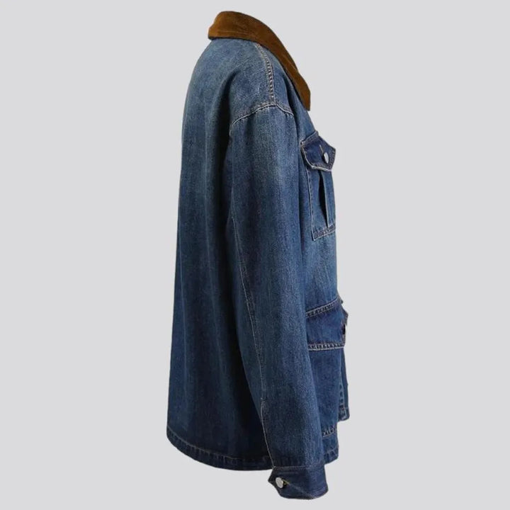 Dark-wash oversized jeans jacket
 for ladies