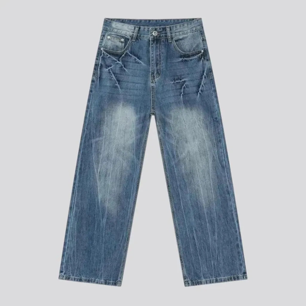 Faded wash jeans for men