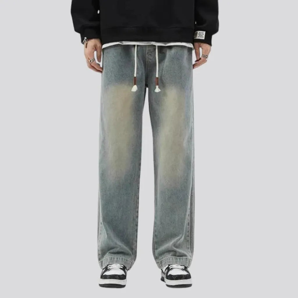 Baggy leg stylish denim joggers for men