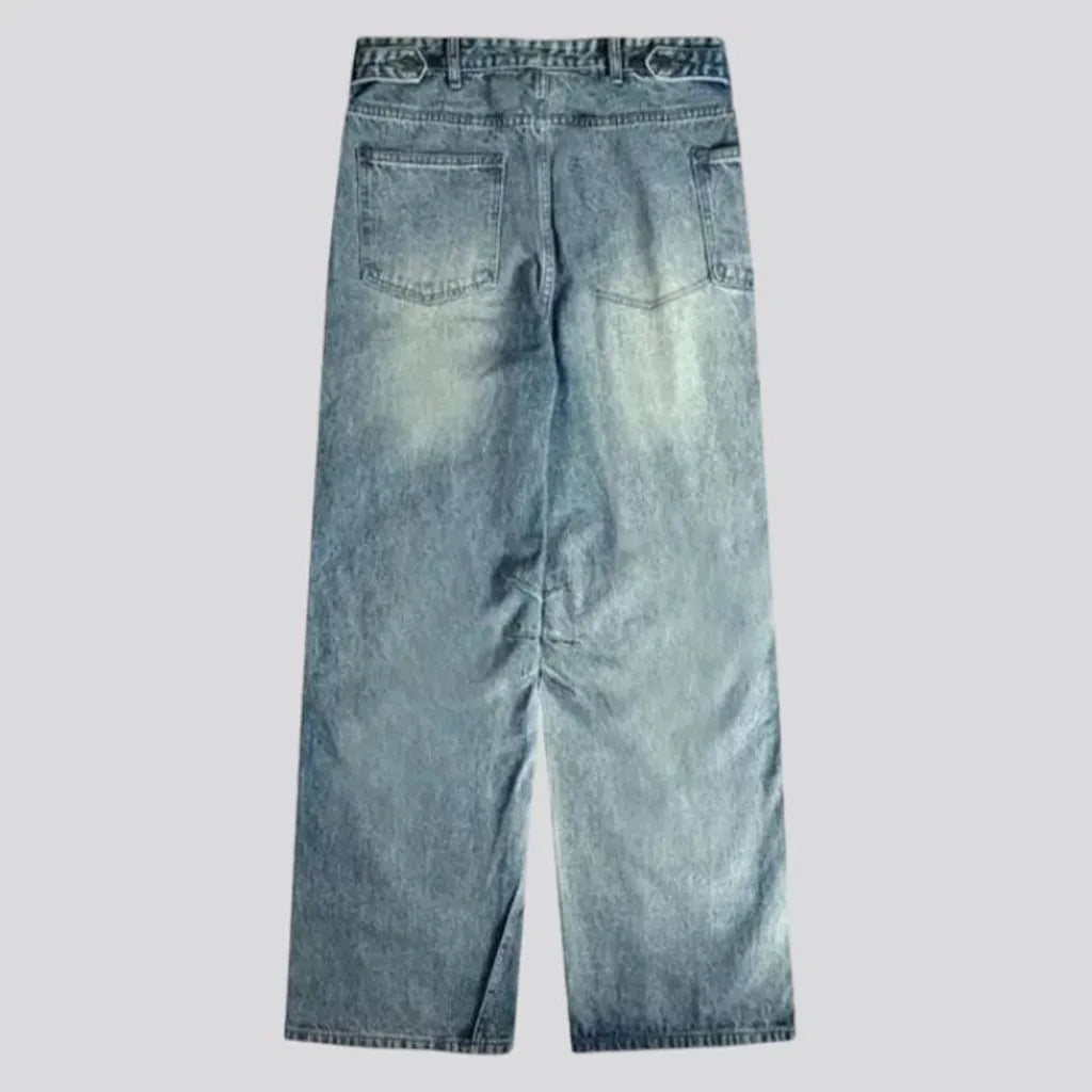 Baggy mid-rise light men's jeans