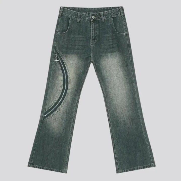 Baggy whiskered street style jeans for men