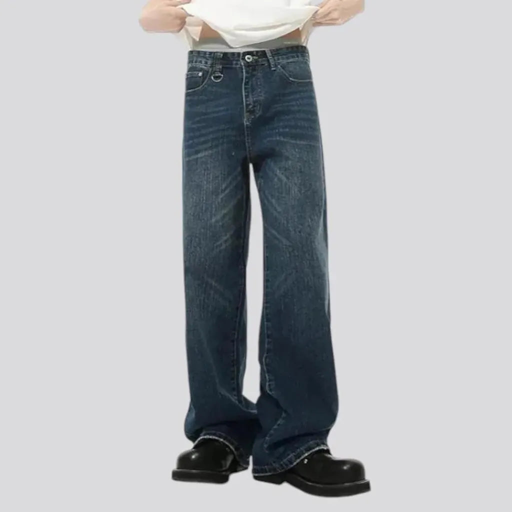 Trendy baggy mid-waist jeans for men