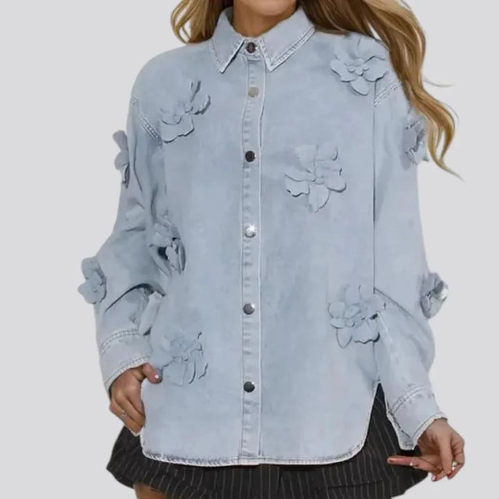 Extra-large fashion chambray jean shirt for ladies