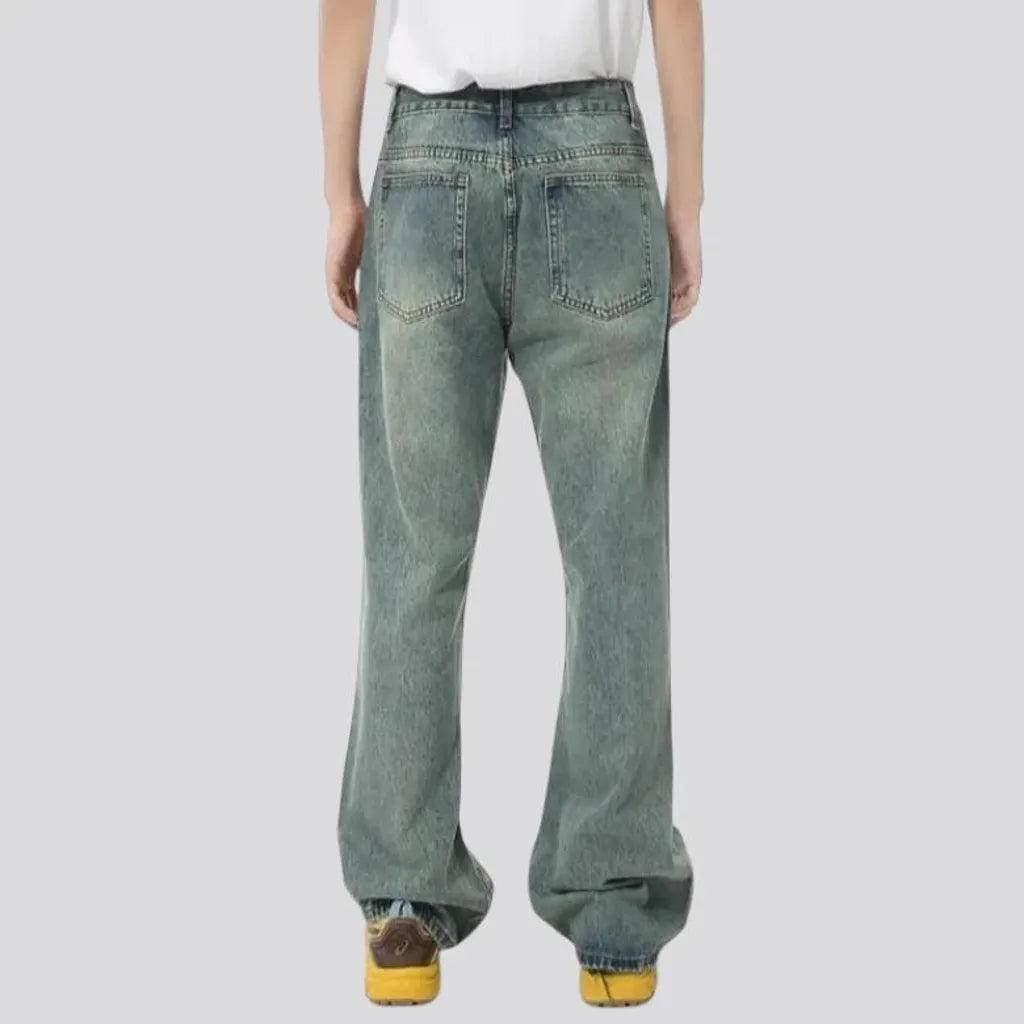 90s fashion roomy sanded men's jeans