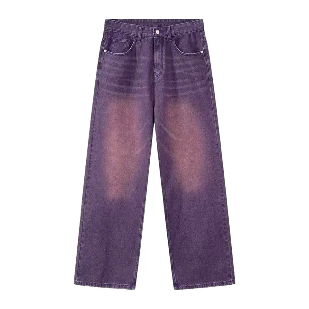 Whiskered Baggy Boho Jeans for Men - Violet