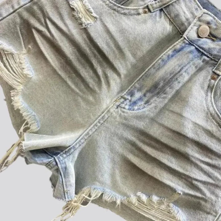 Frayed-hem grunge jean shorts
 for women