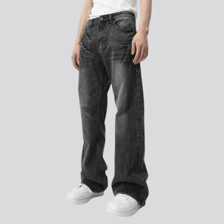 Sanded vintage fashion baggy men's jeans