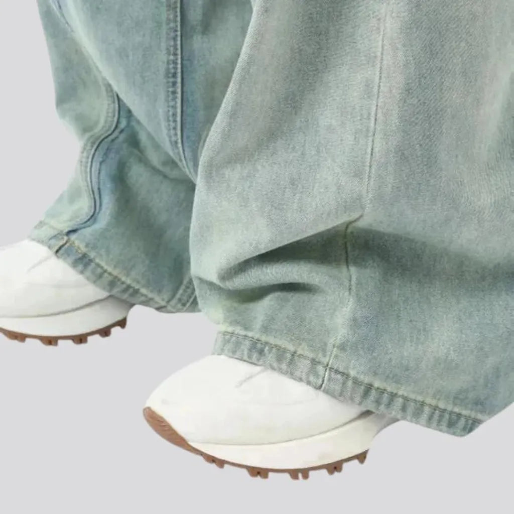 Mid-rise baggy jeans for men