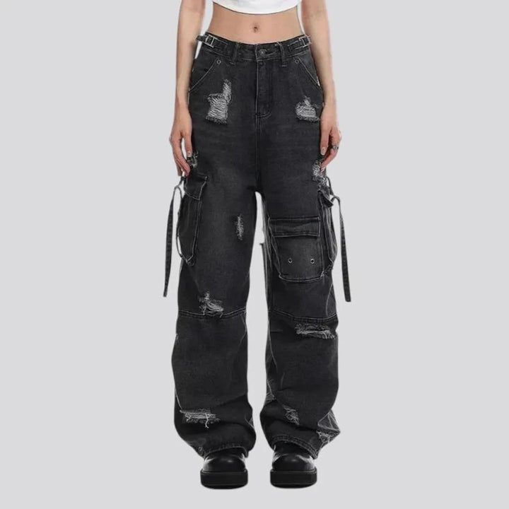 Baggy distressed grunge jeans for ladies