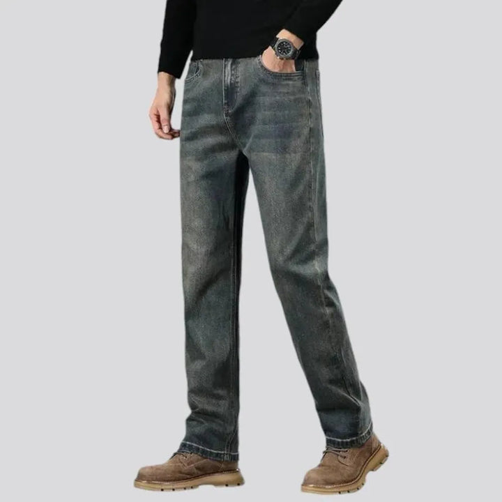 Tapered fit high rise men's jeans