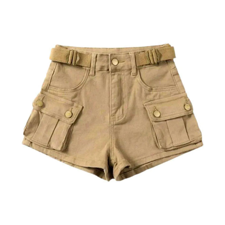 Cargo color women's denim shorts