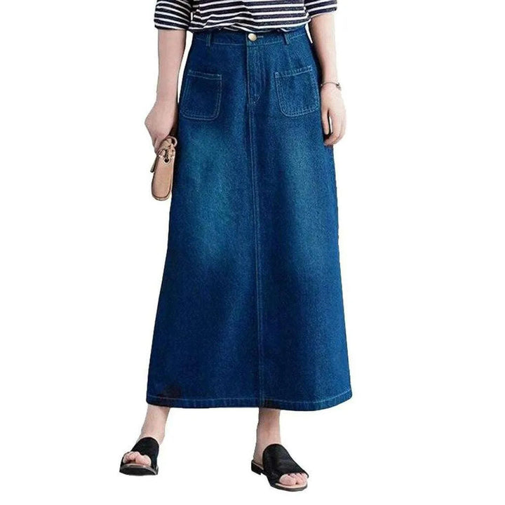 Casual medium wash long skirt