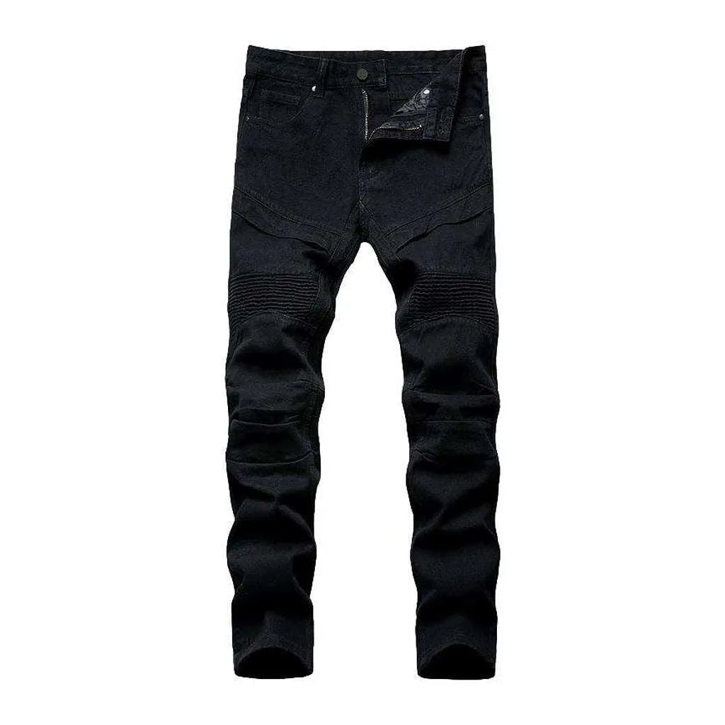 Casual men's moto denim pants