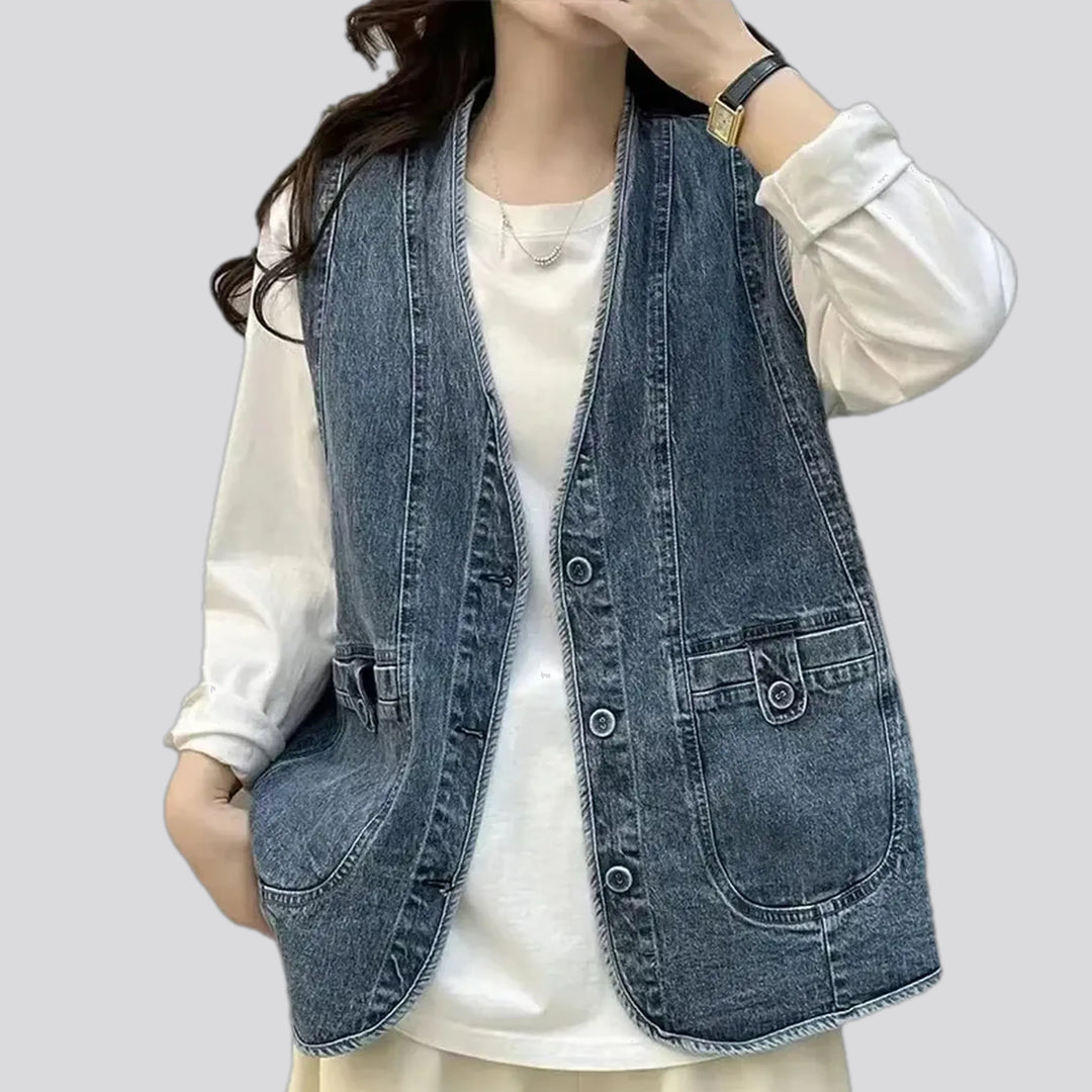 Casual Oversized Women's Jean Vest | Jeans4you.shop