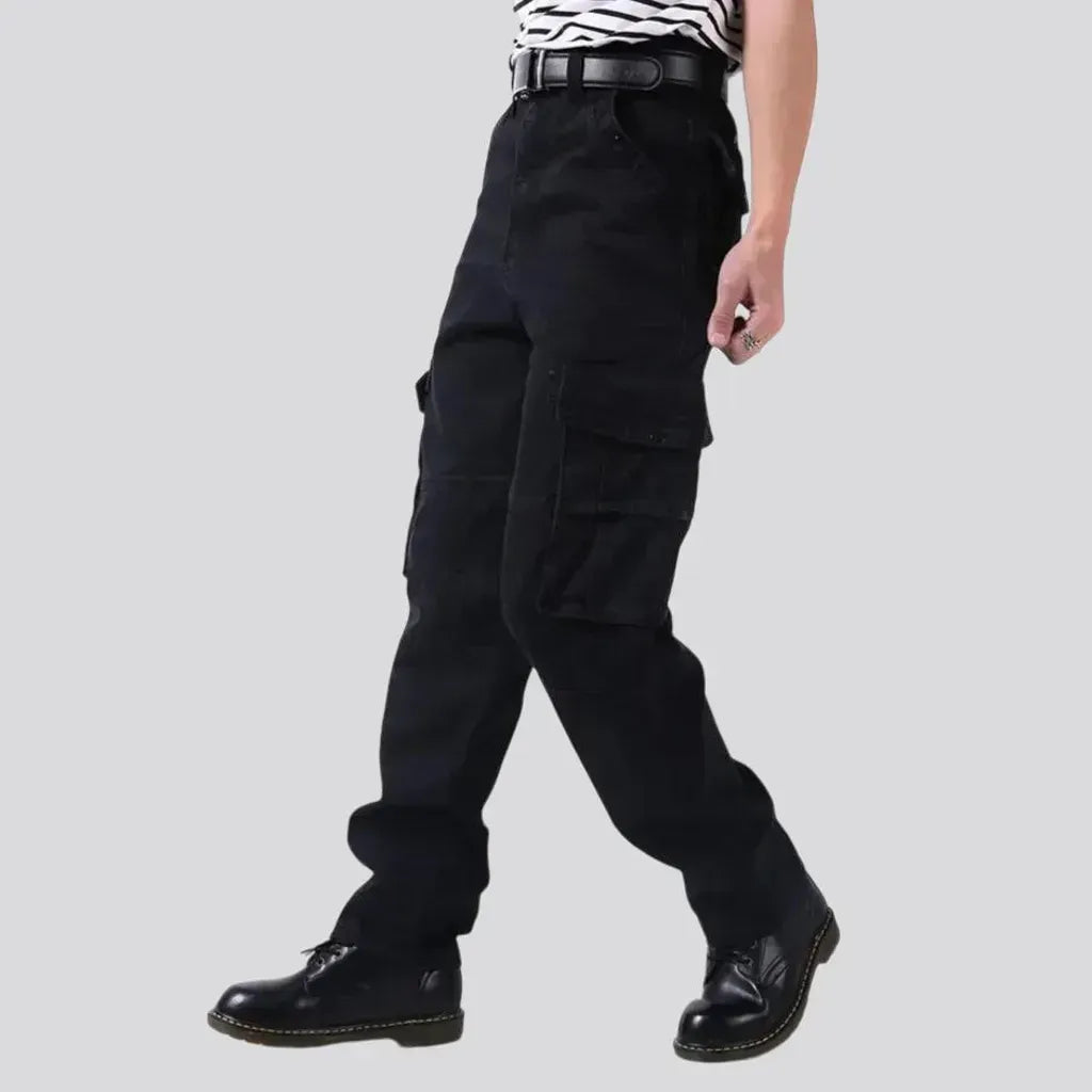 Mid-rise loose-fit cargo workwear men's jean pants