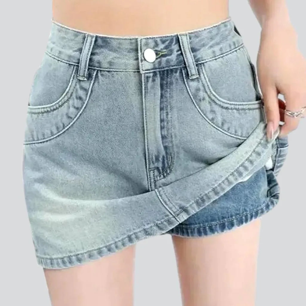 Fashion stonewashed jeans skort
 for women