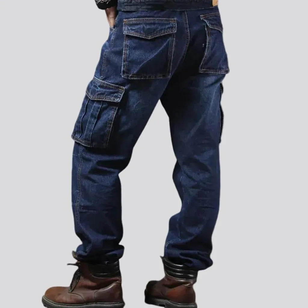 Mid rise loose worker men's jeans