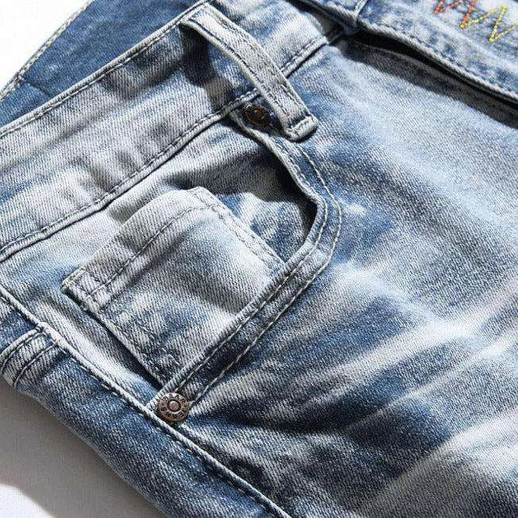 Color-embellished patchwork men's jeans