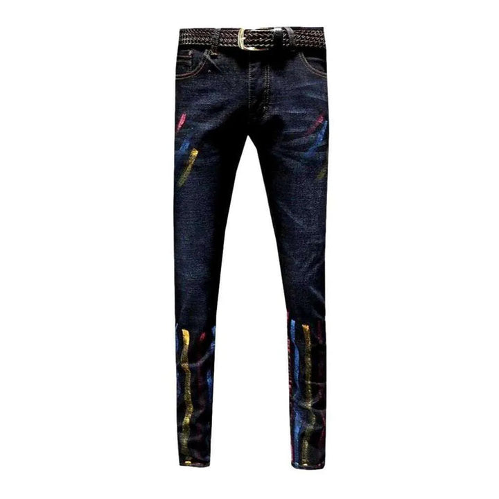 Color-painted navy men's jeans