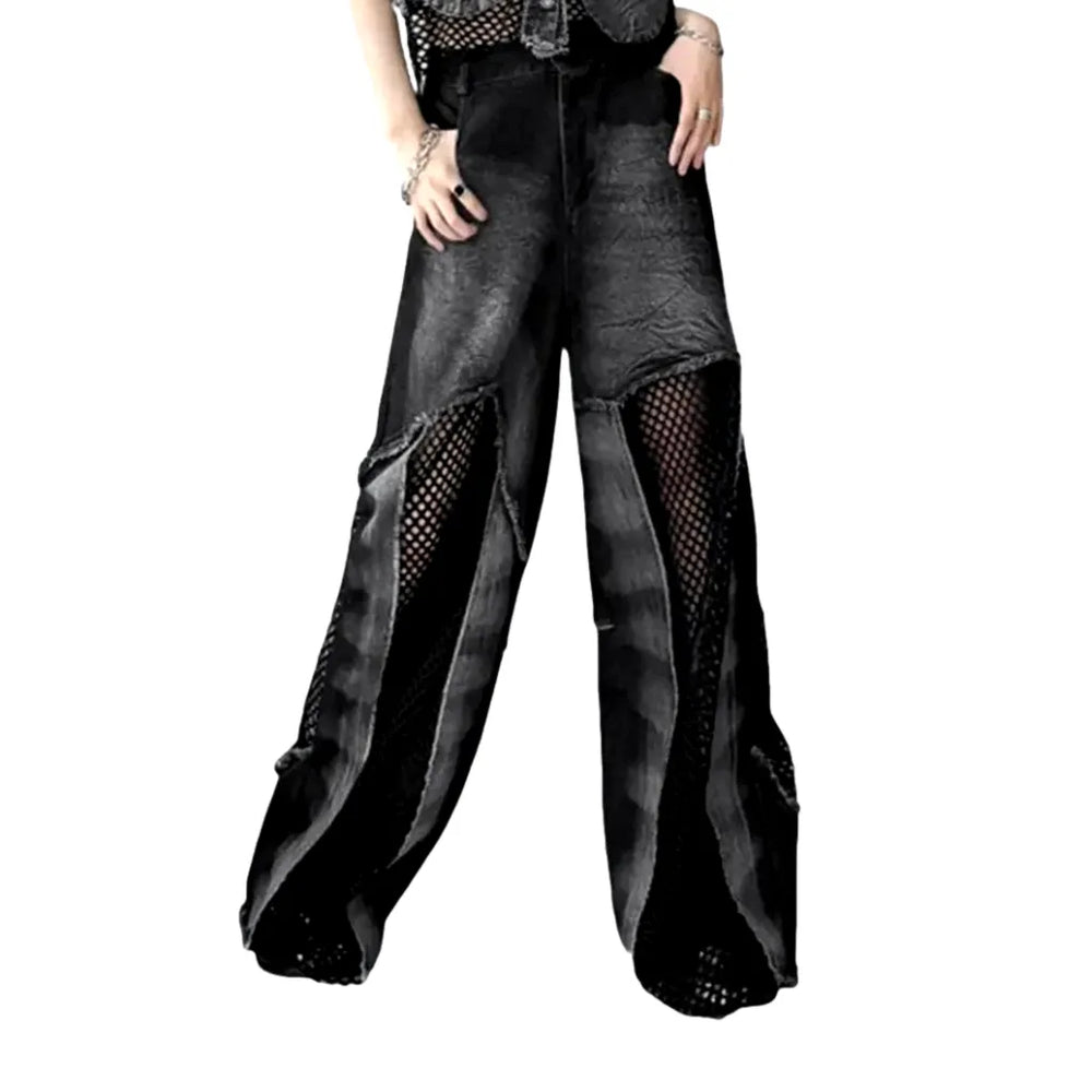 Boho Style Distressed Jeans for Women - Black