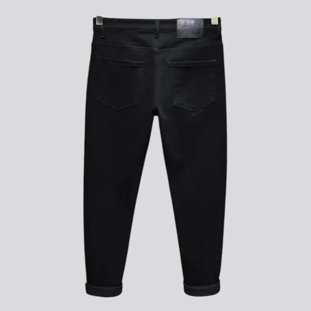 Tapered deep black fashion men's jeans