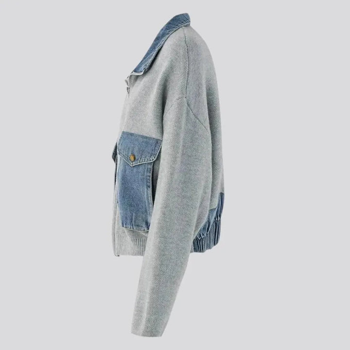 Oversized boho style jean cardigan for ladies