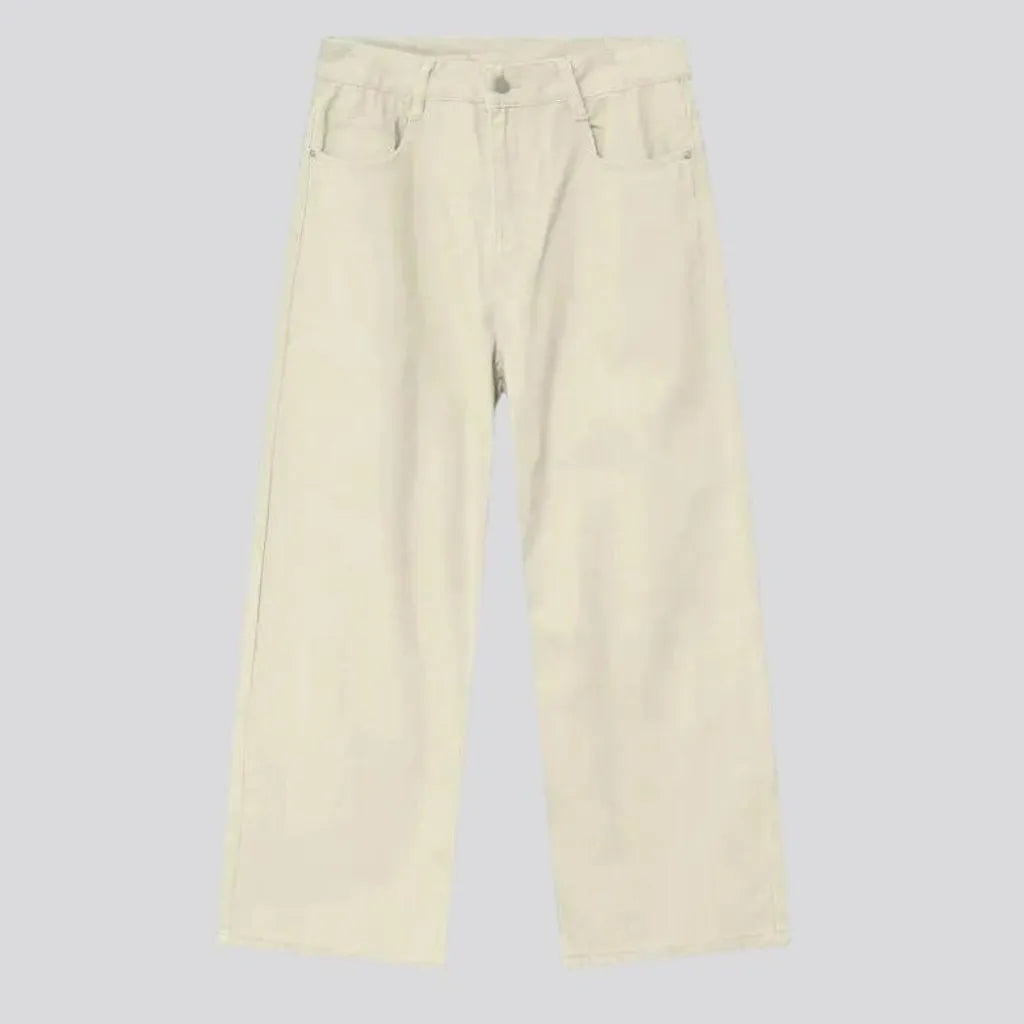 Colored baggy leg mid-rise men's denim pants