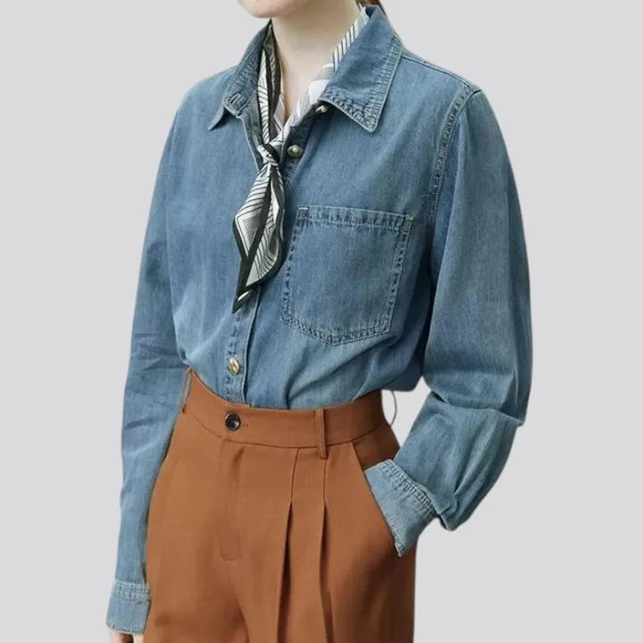 Classic linen light vintage jeans shirt for ladies