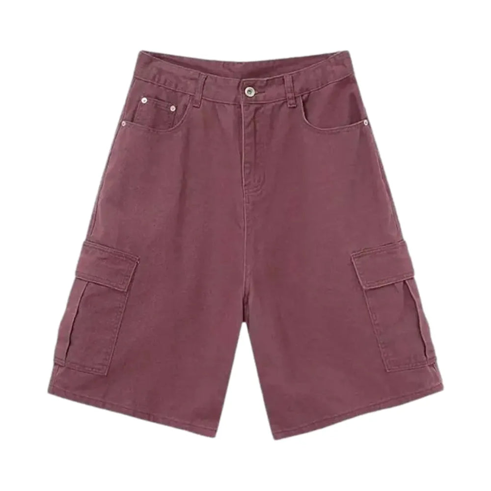 Baggy Style Cargo Men's Denim Shorts - Violet