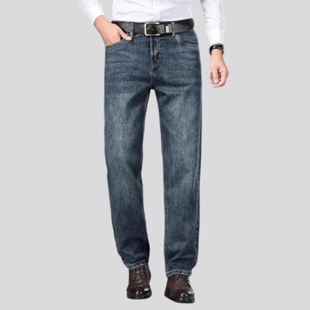 Stonewashed tapered fit men's jeans