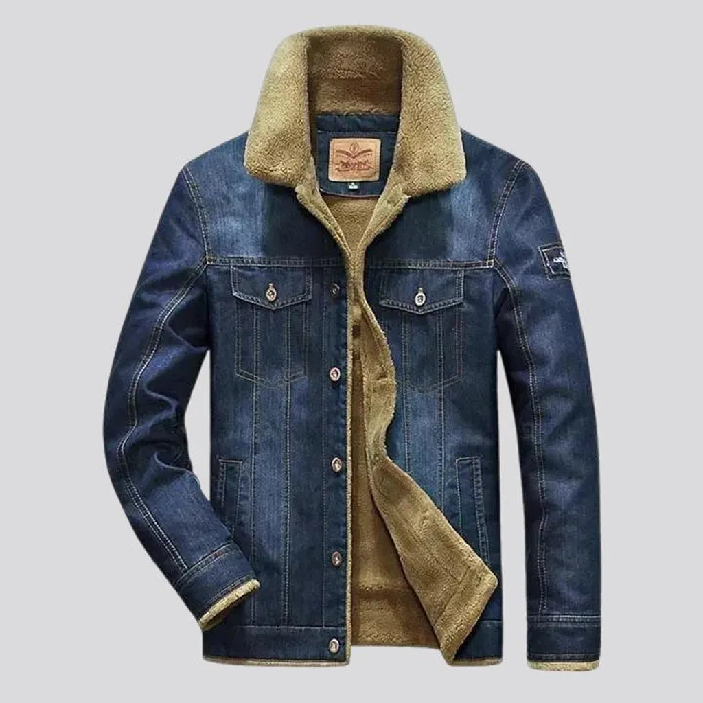 Classic vintage sanded men's denim jacket