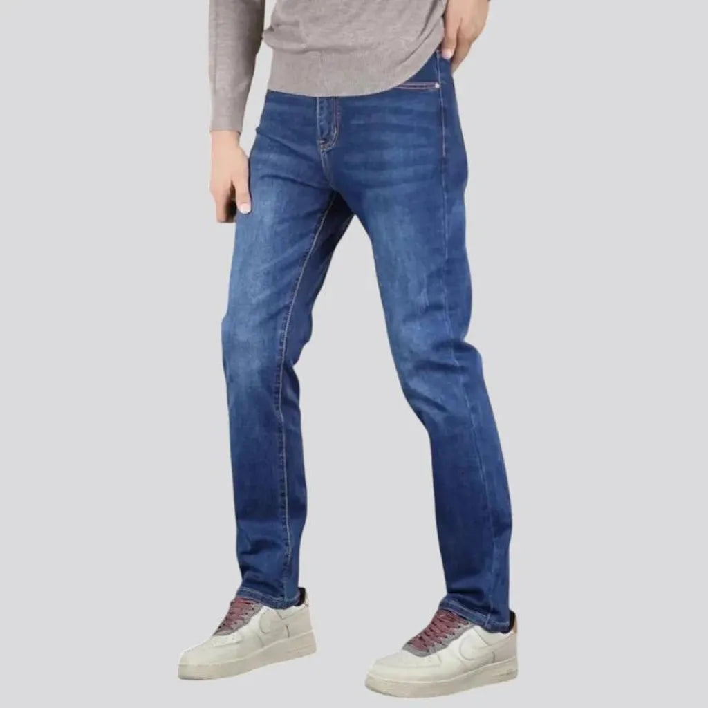 Sanded average pattern stretchable men's jeans