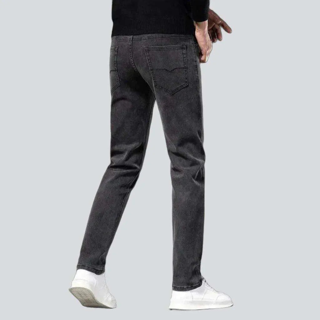 Black grey slim men's jeans