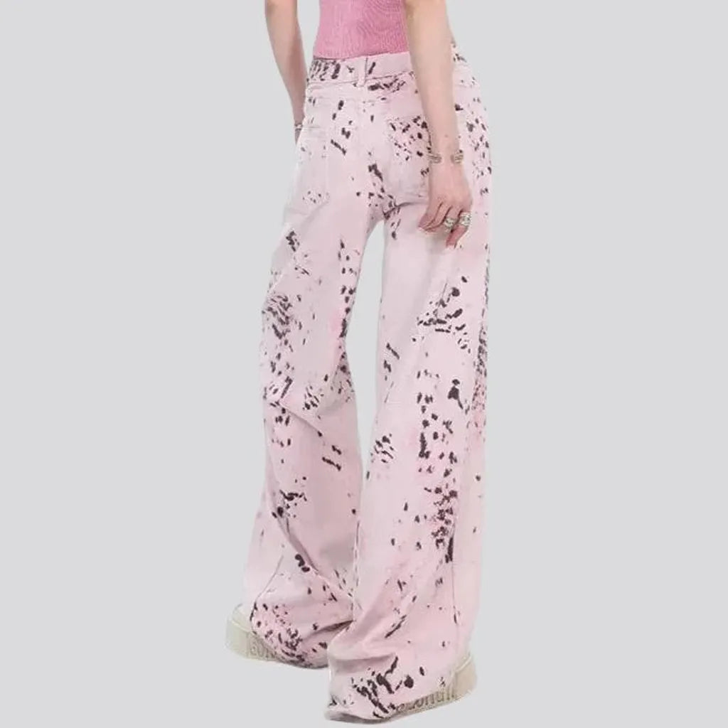 Fashionable high rise floral wide jeans for ladies